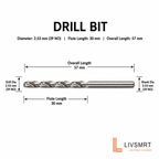 Drill 2.53 mm ,HSS Straight Shank Jobber Drill Bit 39 No.