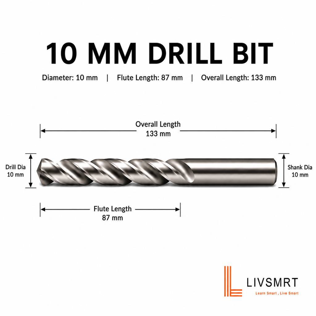 Drill Bit 10mm ,HSS Straight Shank Jobber Drill Bit 10mm