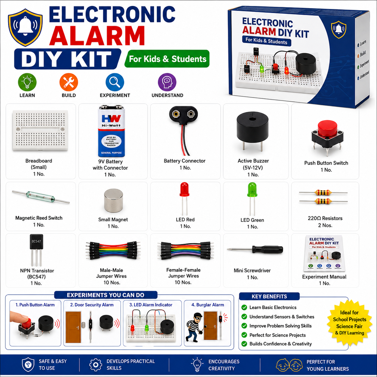 Electronic Alarm DIY Kit for Kids & Students