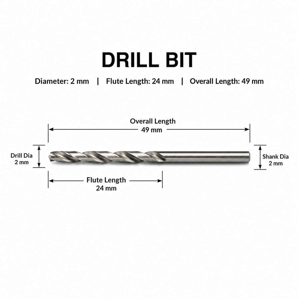 Drill 2 mm JK Super Drive  2.00mm ,HSS Straight Shank Jobber Drill Bit