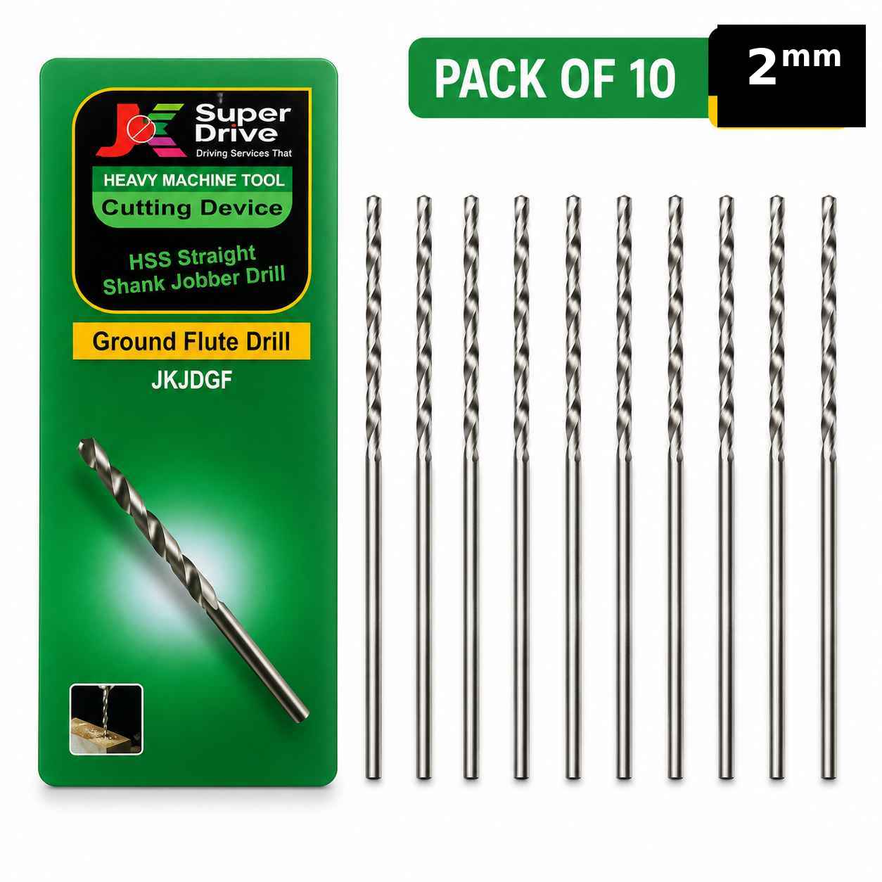 Drill 2 mm JK Super Drive  2.00mm ,HSS Straight Shank Jobber Drill Bit