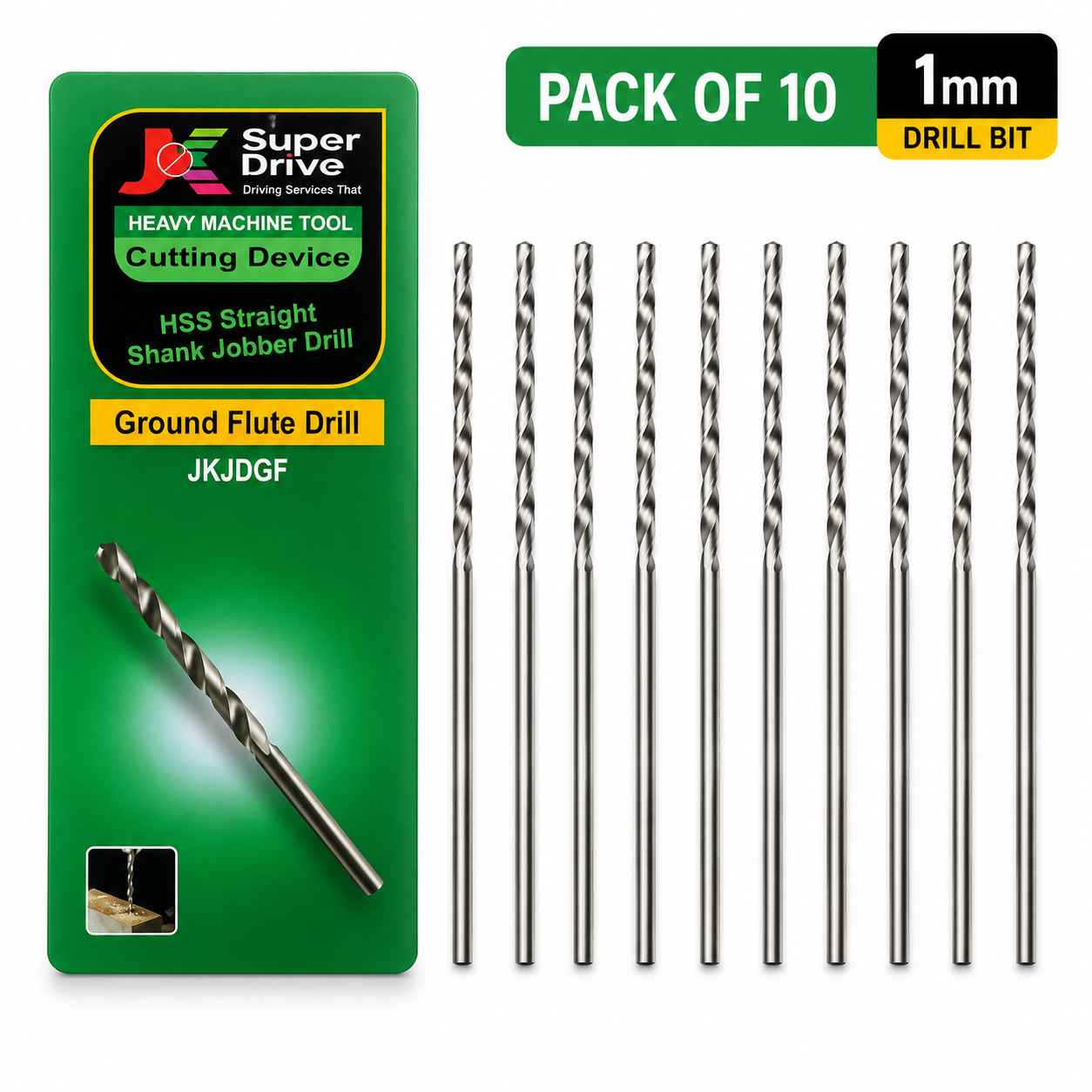 Drill 1 mm JK Super Drive  1.00mm ,HSS Straight Shank Jobber Drill Bit