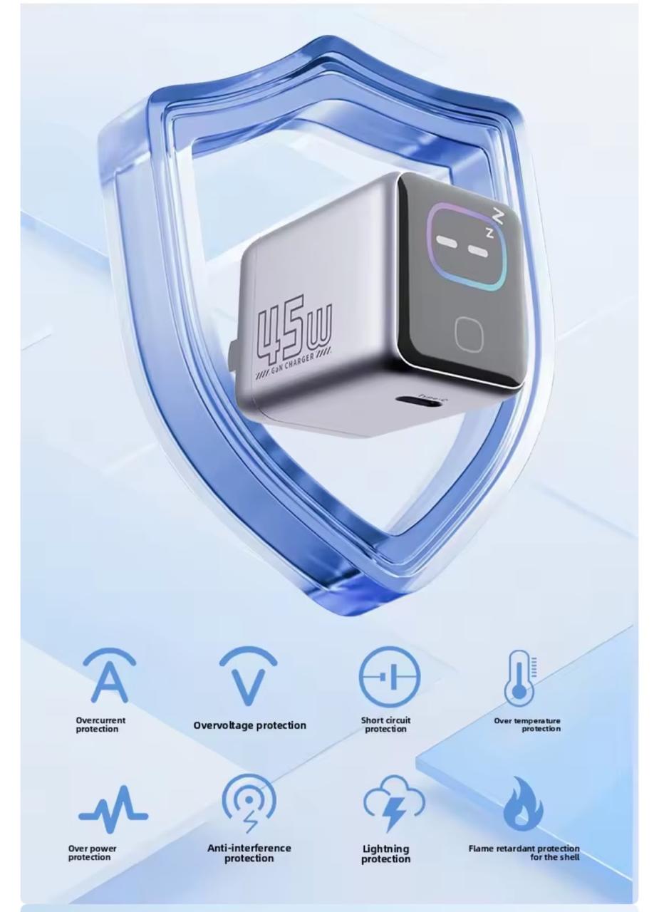 45 W Fast Charger Type-C with AI Smart Display