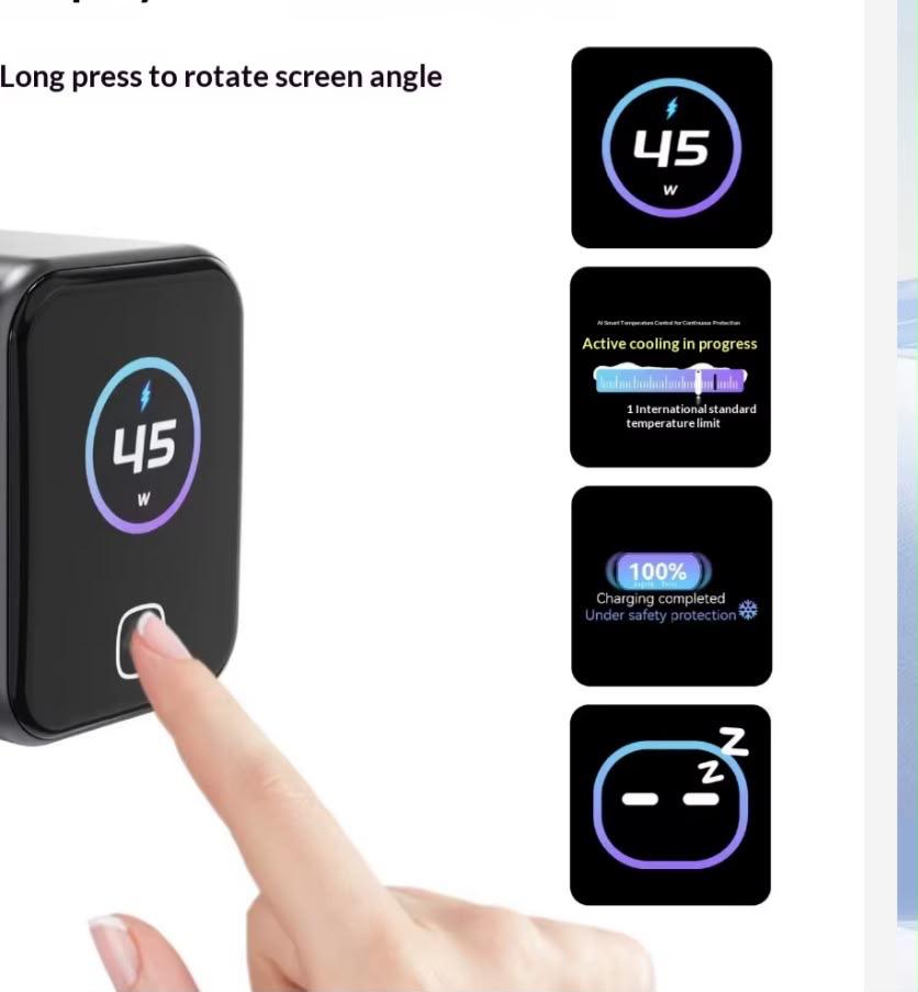 45 W Fast Charger Type-C with AI Smart Display