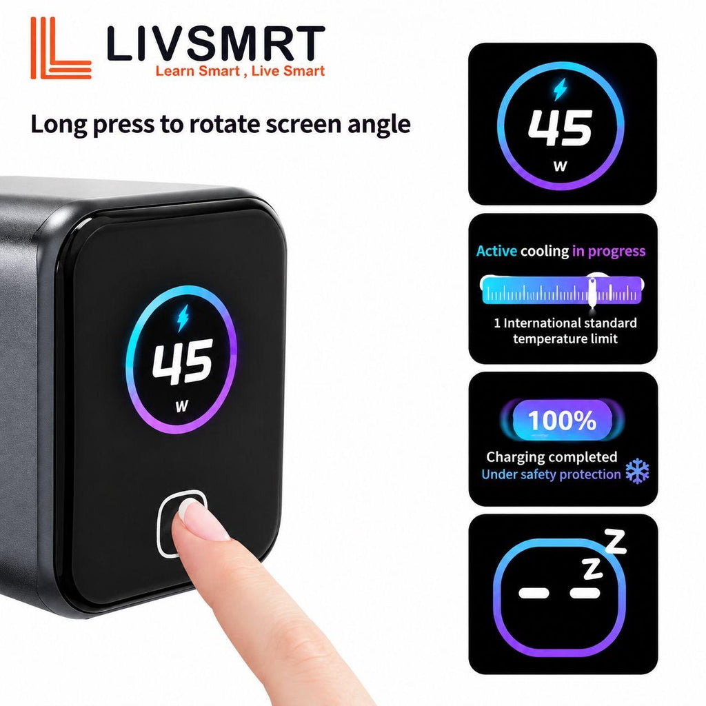 45 W Fast Charger Type-C with AI Smart Display