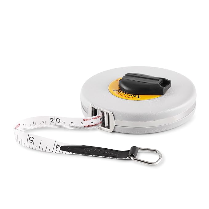 Fiberglass Top Line Measuring Tape - 15m/50ft || Case Reinforced with Stainless Steel Band || Durable Winding Mechanism Handle and Stainless Steel Mouth with End Hook
